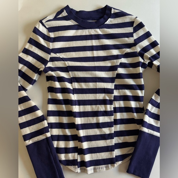 Maeve Tops - Maeve Anthropologie Navy and white striped long sleeve top #stripes